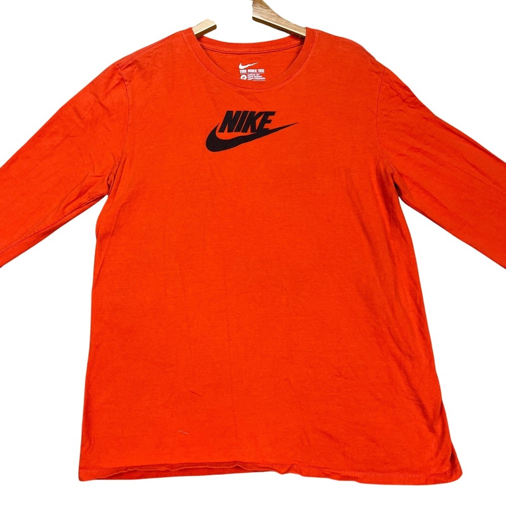 Nike Pullover Mens Medium Orange Long Sleeve‎ Athletic Cut NSW Futura Icon EUC